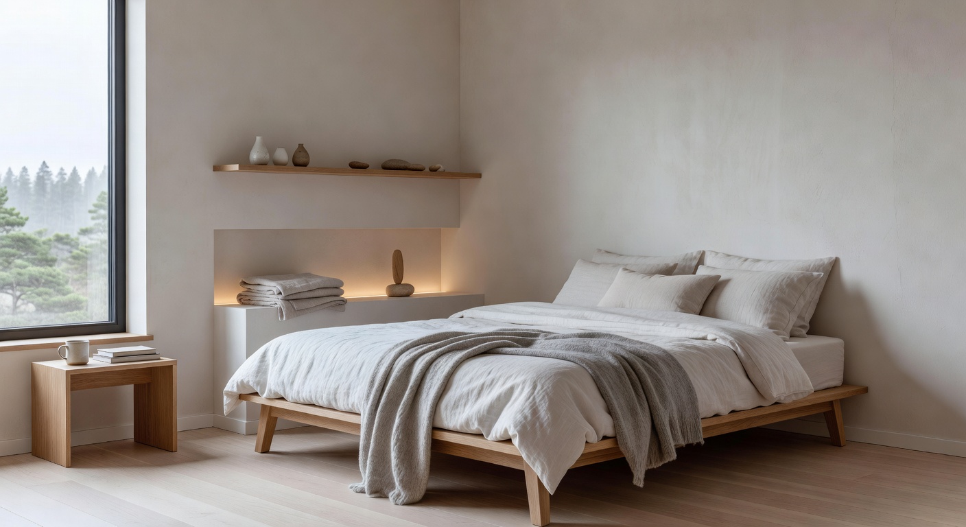 Calm Nordic bedroom showing the Spinarenacorner lifestyle
